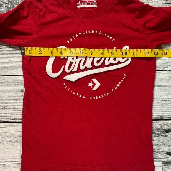 Converse All Stars Youth Red Long Sleeve Crewneck Tee Graphic T-Shirt - Picture 4 of 6